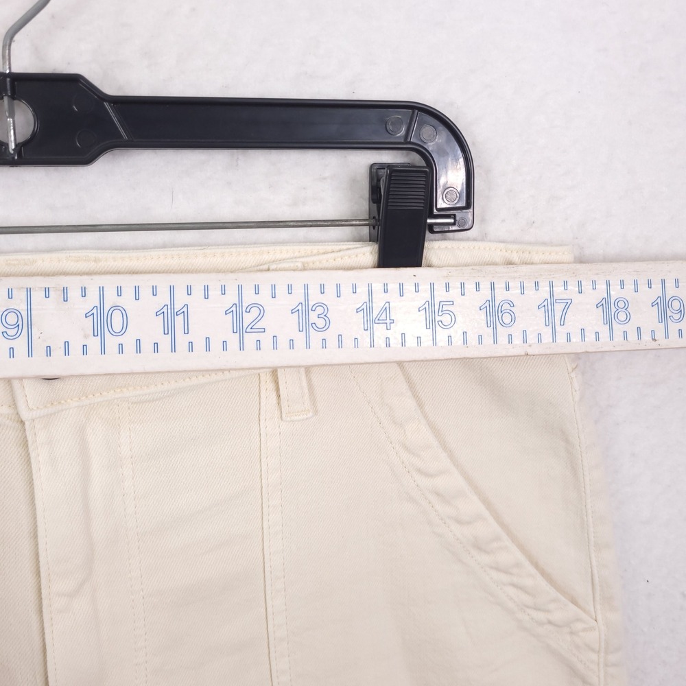American Eagle Carpenter Pants Womens 14 Cream Stretch Wide Leg Utility Y2k - Picture 5 of 16
